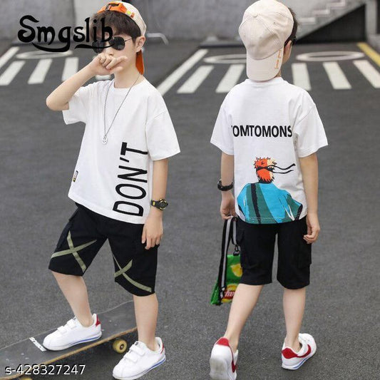 Boys G.Dugk printed Top And Bottom Set White And Black