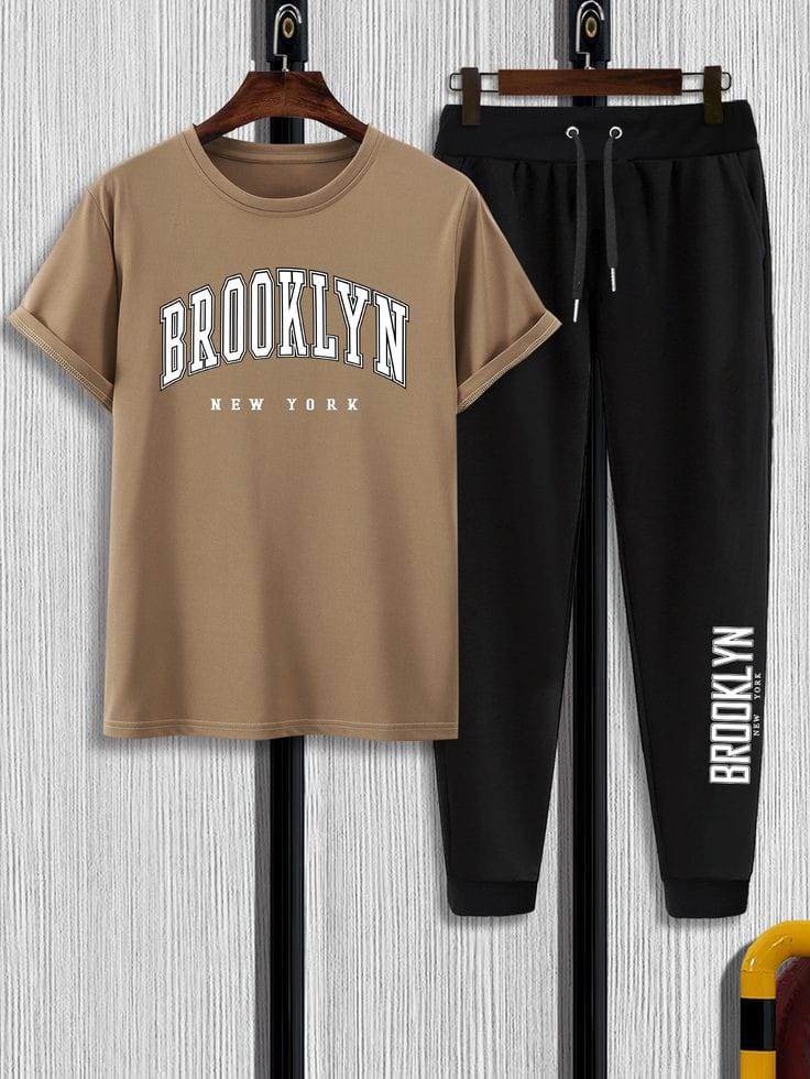 Boys Brooklyn Printed Top And Bottom Set Brown And Black