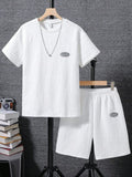 Boys ABCD printed Top And Bottom Set Full White