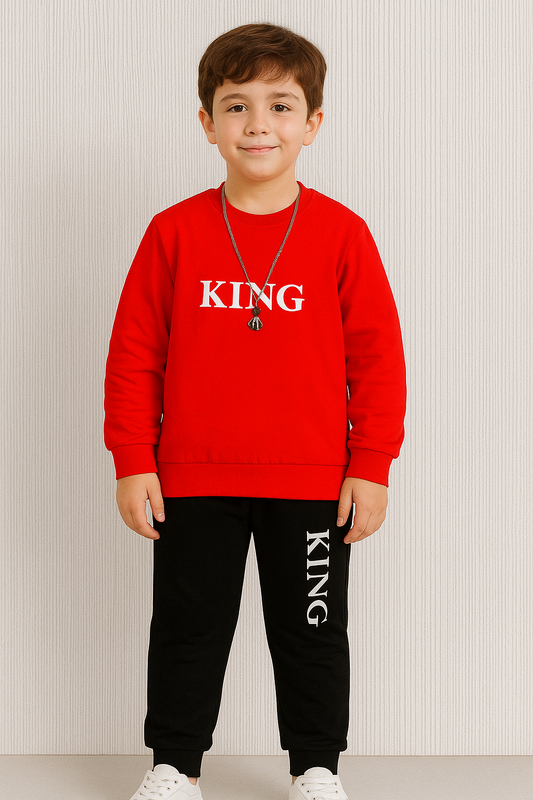 King Printed Top Bottom Cargo Set for Boys