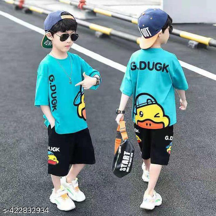 Boys G.Dugk printed Top And Bottom Set Aqua Blue And Black