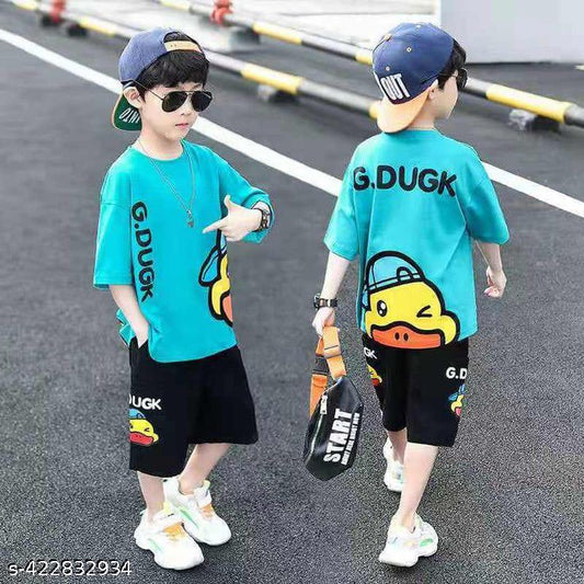 Boys G.Dugk printed Top And Bottom Set Aqua Blue And Black