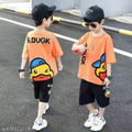 Boys G.Dugk printed Top And Bottom Set Orange And Black
