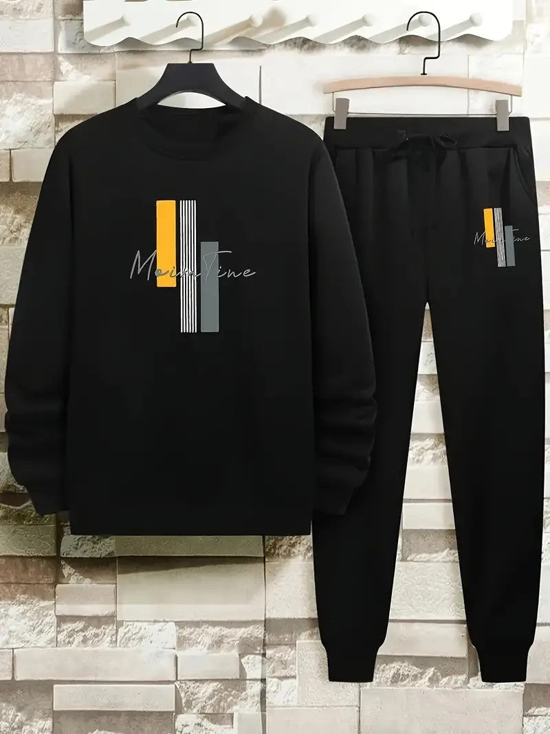 Boys Main Tine Printed Top And Bottom Set Full Black