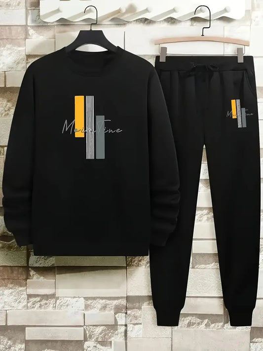 Boys Main Tine Printed Top And Bottom Set Full Black