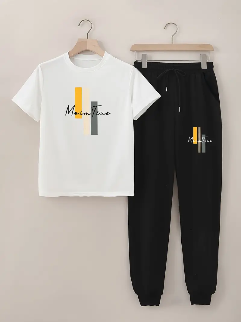 Boys Main Tine Printed Top And Bottom Set White And Black