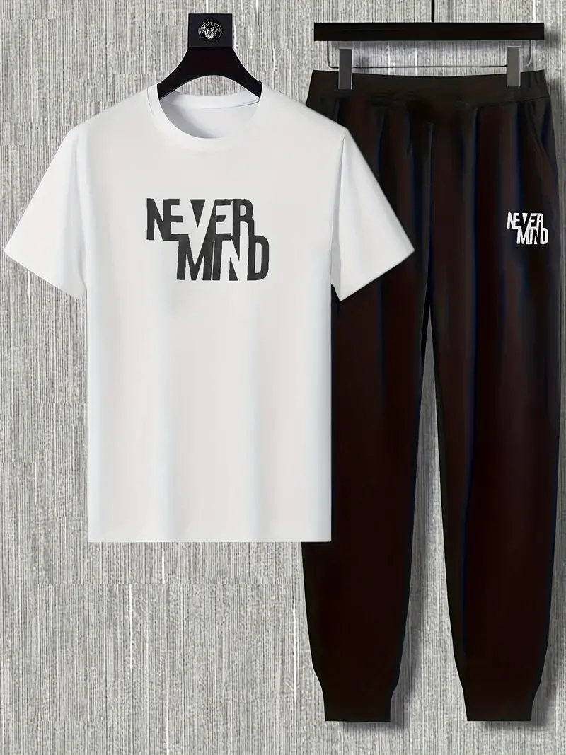 Boys Never Mind Printed Top And Bottom Set White And Black