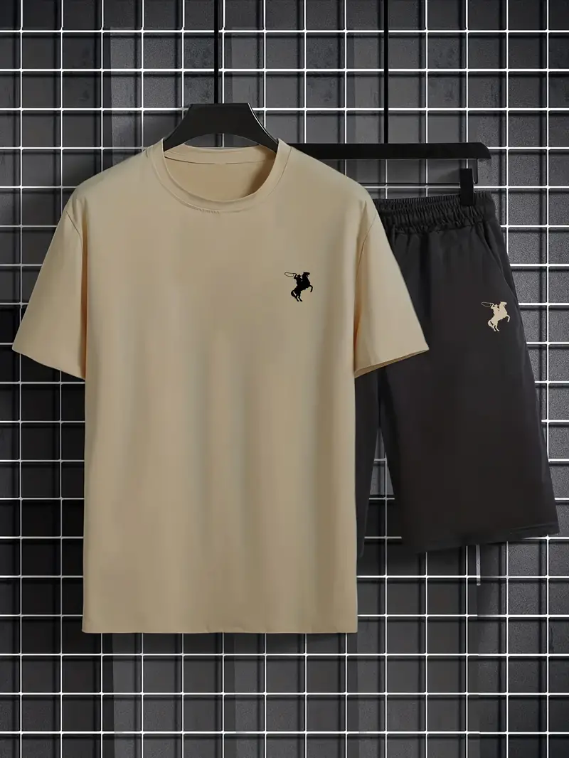 Boys U.S Polo Printed Top And Bottom Set Brown And Black