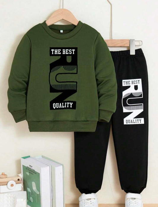 Boys Run Printed Top And Bottom Set