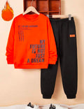 Boys Future Is not Dream Printed Top And Bottom Set Orange And Black