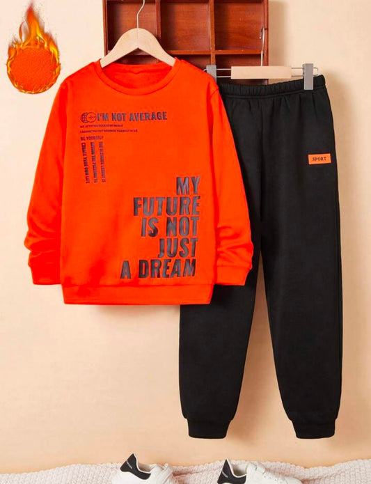 Boys Future Is not Dream Printed Top And Bottom Set Red And Black