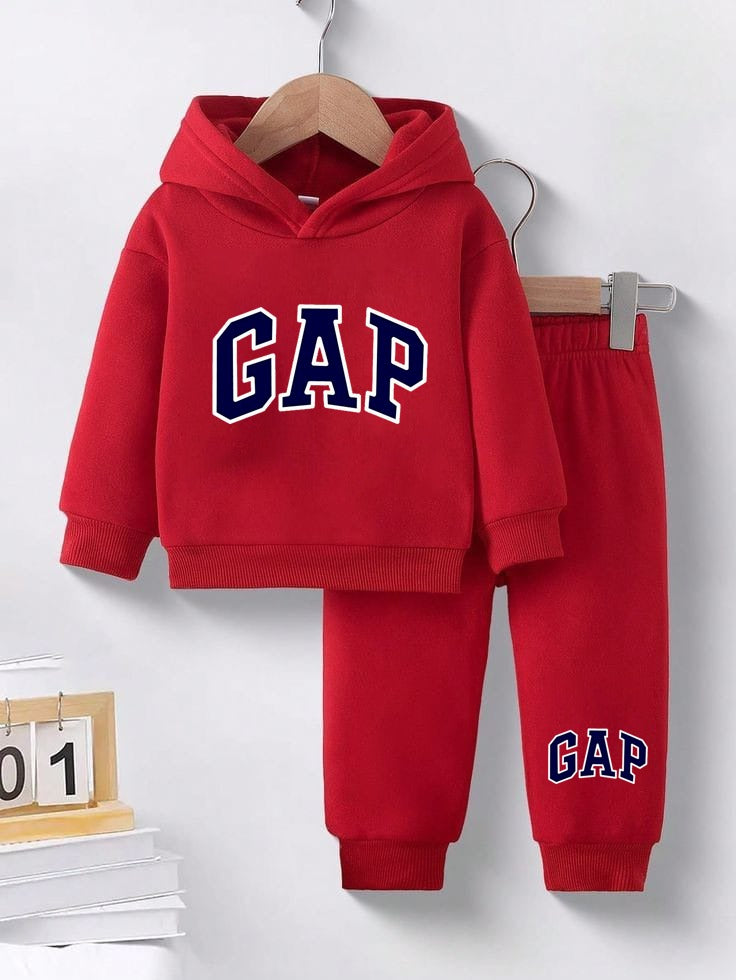 GAP Printed Red Color Hood T-shirt and bottom set For Baby Girls & Boys