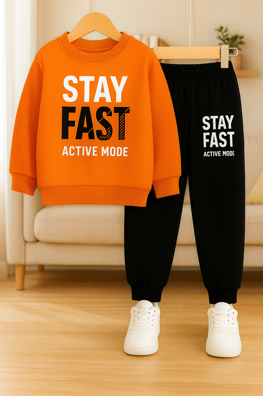 Boys   Stay Fast Printed Top And Bottom Set