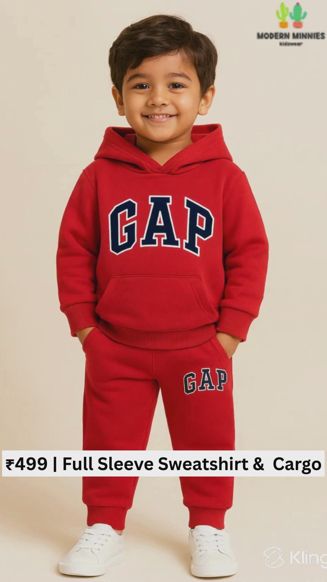 GAP Printed Red Color Hood T-shirt and bottom set For Baby Girls & Boys